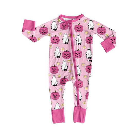 Halloween pumpkin ghost design girls long sleeve romper preorder