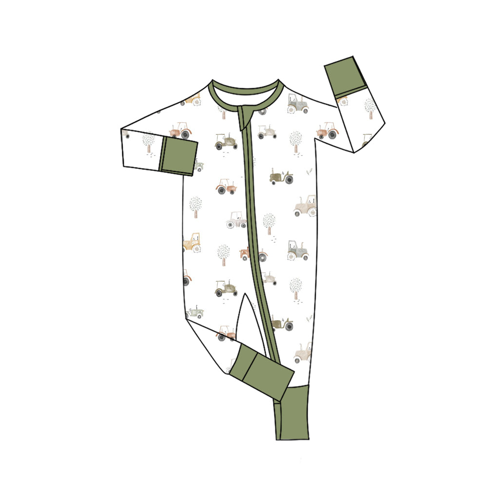 Toddle baby farm tractor design long sleeve romper preorder