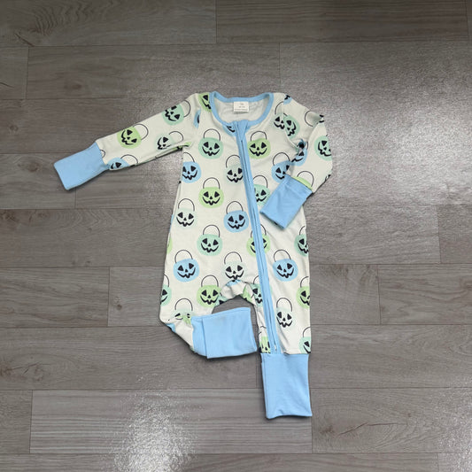Toddle baby Halloween ghost pumpkin blue romper preorder