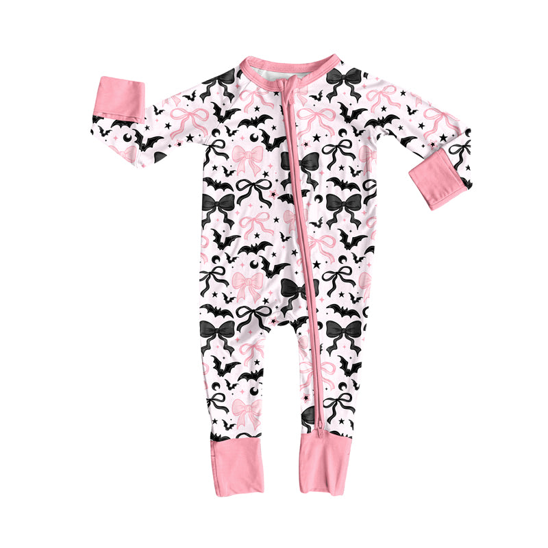 Toddle baby Halloween pink black bow design romper preorder