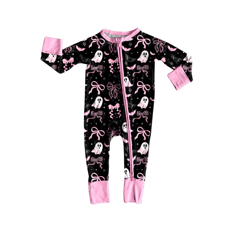 Toddle baby Halloween pink boo bow design long sleeve romper preorder
