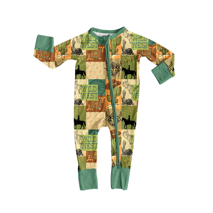 Western cactus design kids long sleeve romper preorder