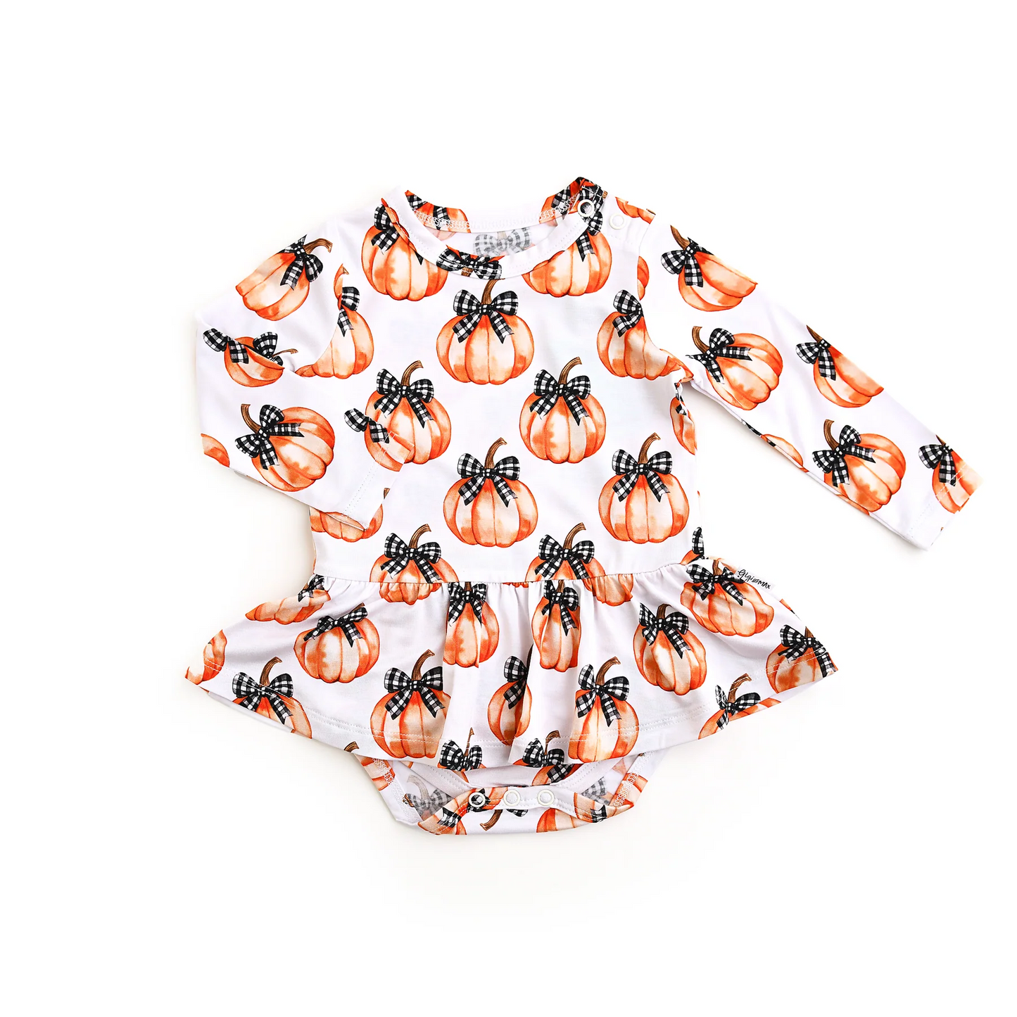 Fall pumpkin toddle baby girls long sleeve romper preorder