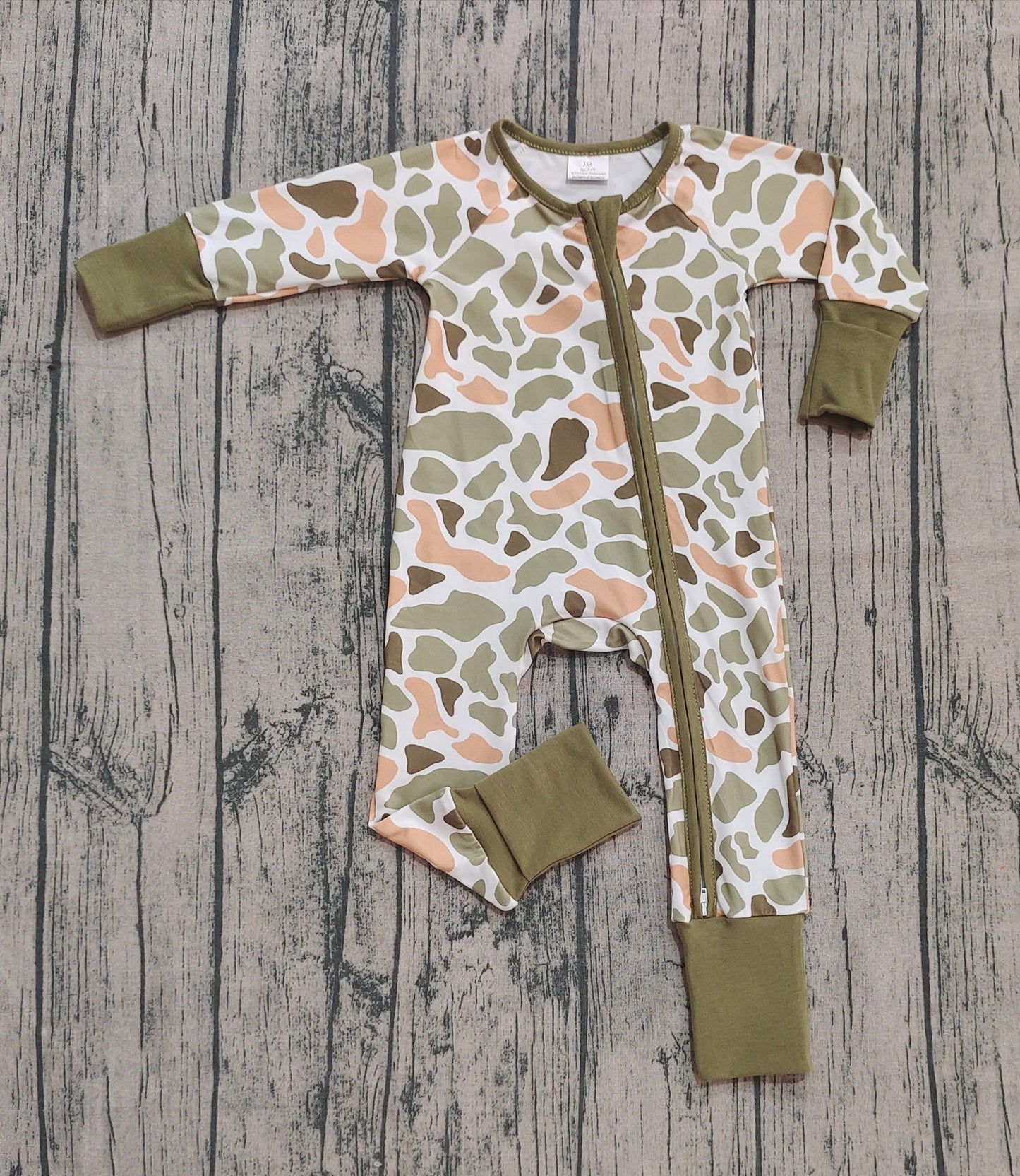 Camouflage toddle baby long sleeve zip romper preorder