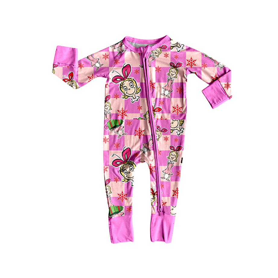 Christmas green face design toddle baby zip romper preorder