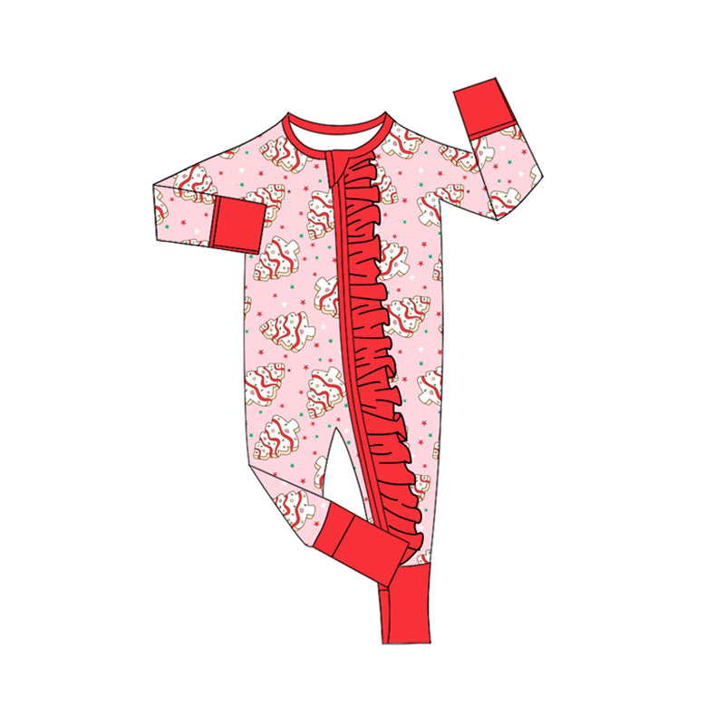 Christmas tree cake design toddle baby zip romper preorder