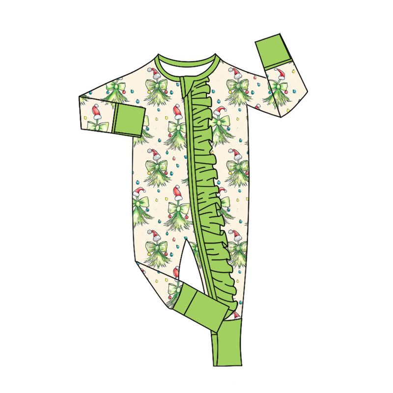 Christmas green face toddle baby long sleeve zip romper preorder