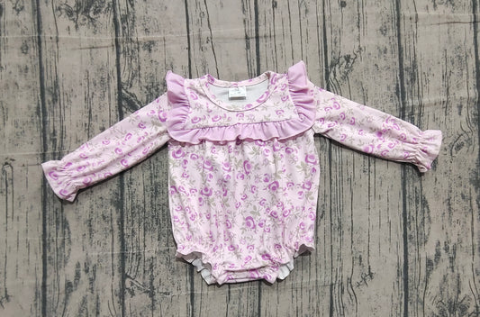 Purple floral toddle baby long sleeve romper preorder