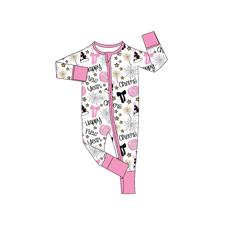 Happy New Year toddle baby long sleeve zip romper preorder