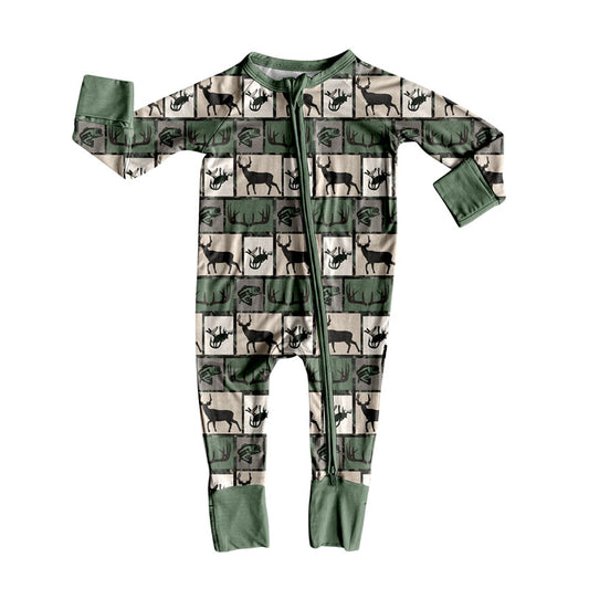 Deer print hunting season toddle baby long sleeve romper preorder