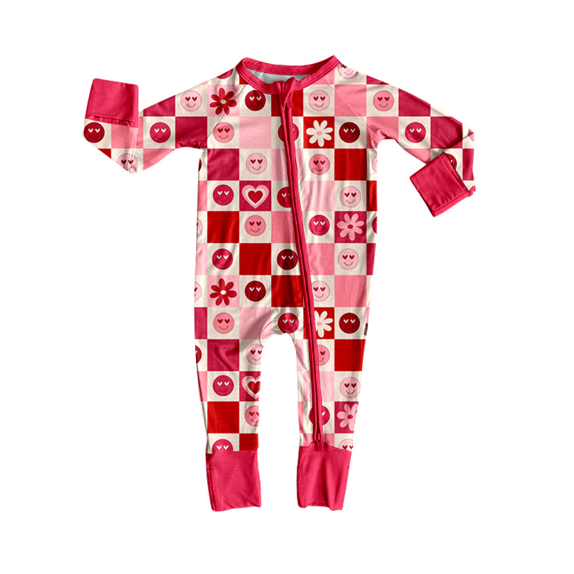 Valentines day heart smile face toddle baby long sleeve romper preorder