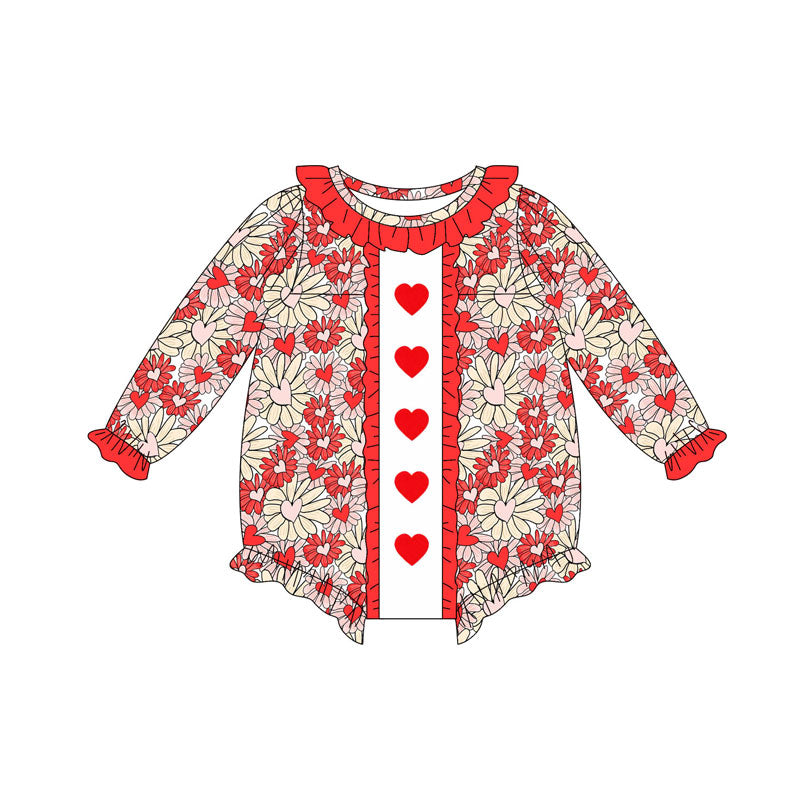 Valentines heart toddle baby girl long sleeve romper preorder