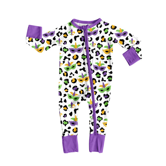 Mardi Gras design toddle baby long sleeve romper preorder