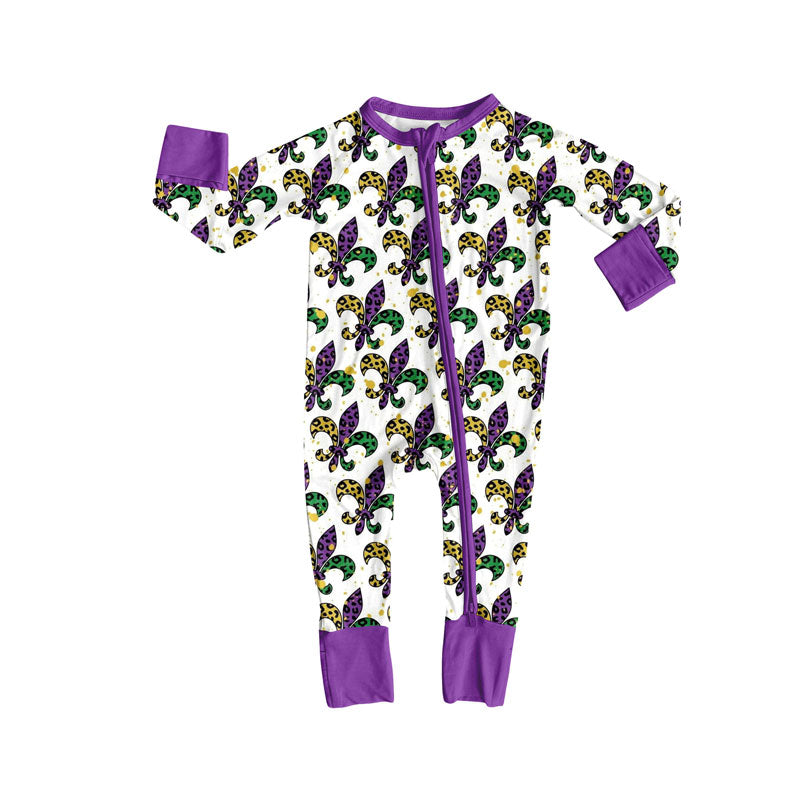 Mardi Gras long sleeve zip romper preorder