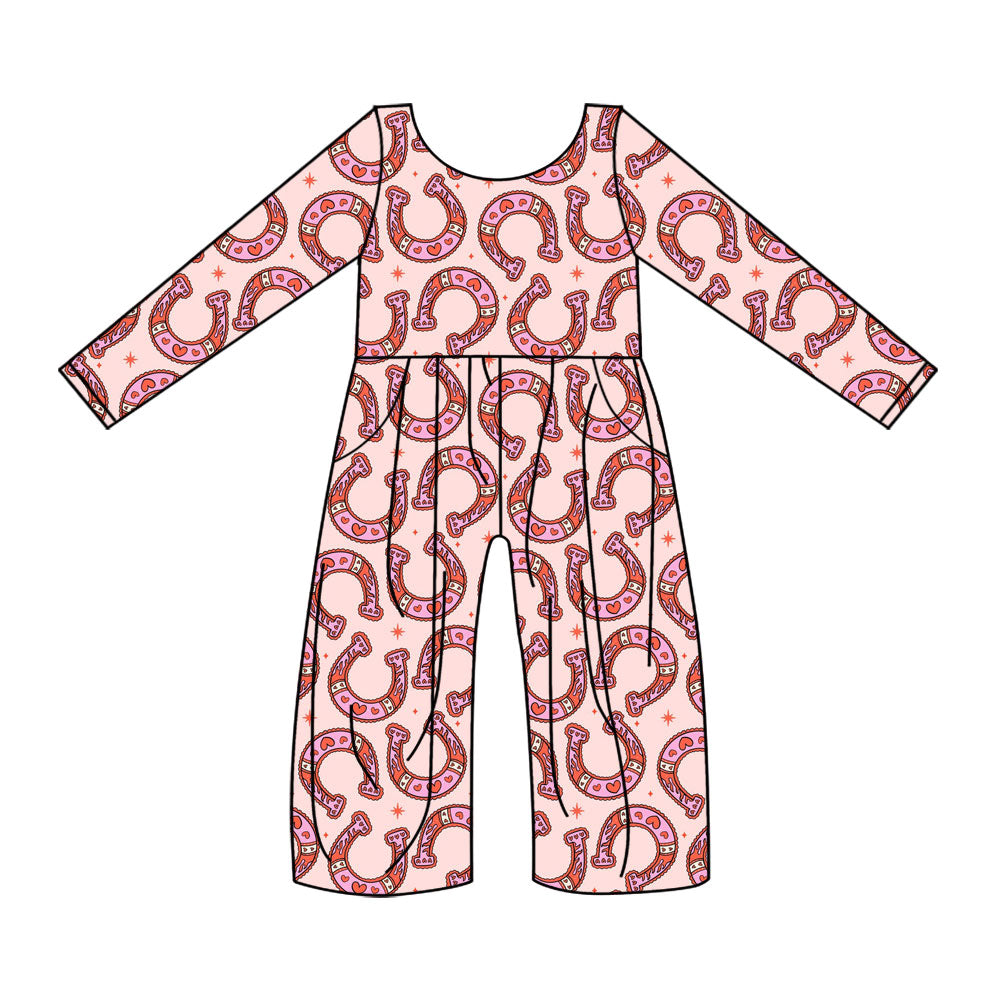 Toddle girls Valentines day western jumpsuit preorder