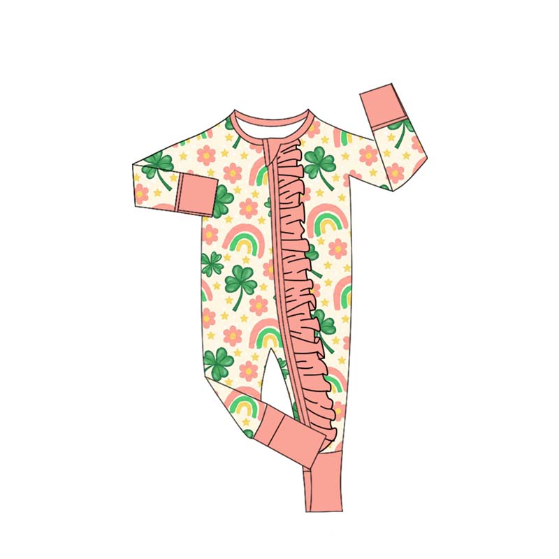 Saint Patrick's Day baby girl long sleeve romper preorder