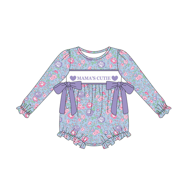 Mamas cutie baby girl long sleeve floral romper preorder