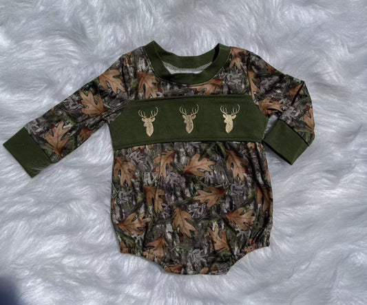 Deer hunting season toddle baby boy long sleeve romper preorder