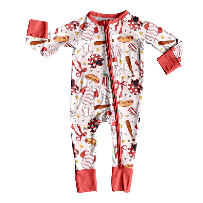 Baseball bow design toddle boy romper preorder
