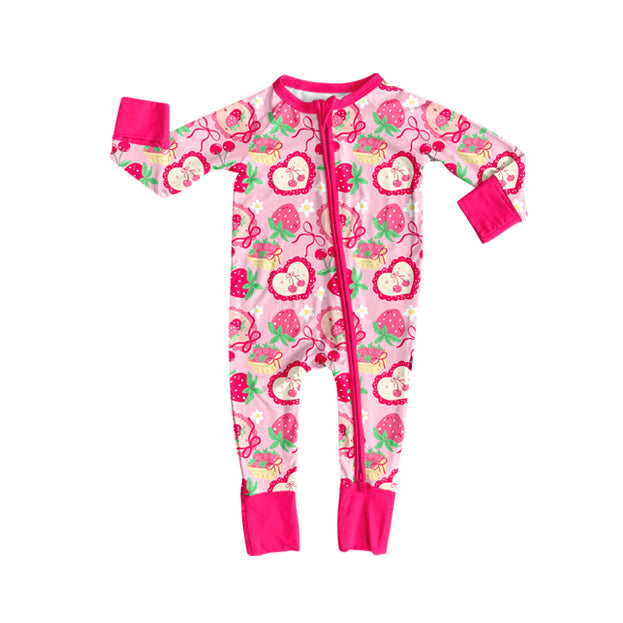 Strawbeery cherry design toddle girls long sleeve romper preorder