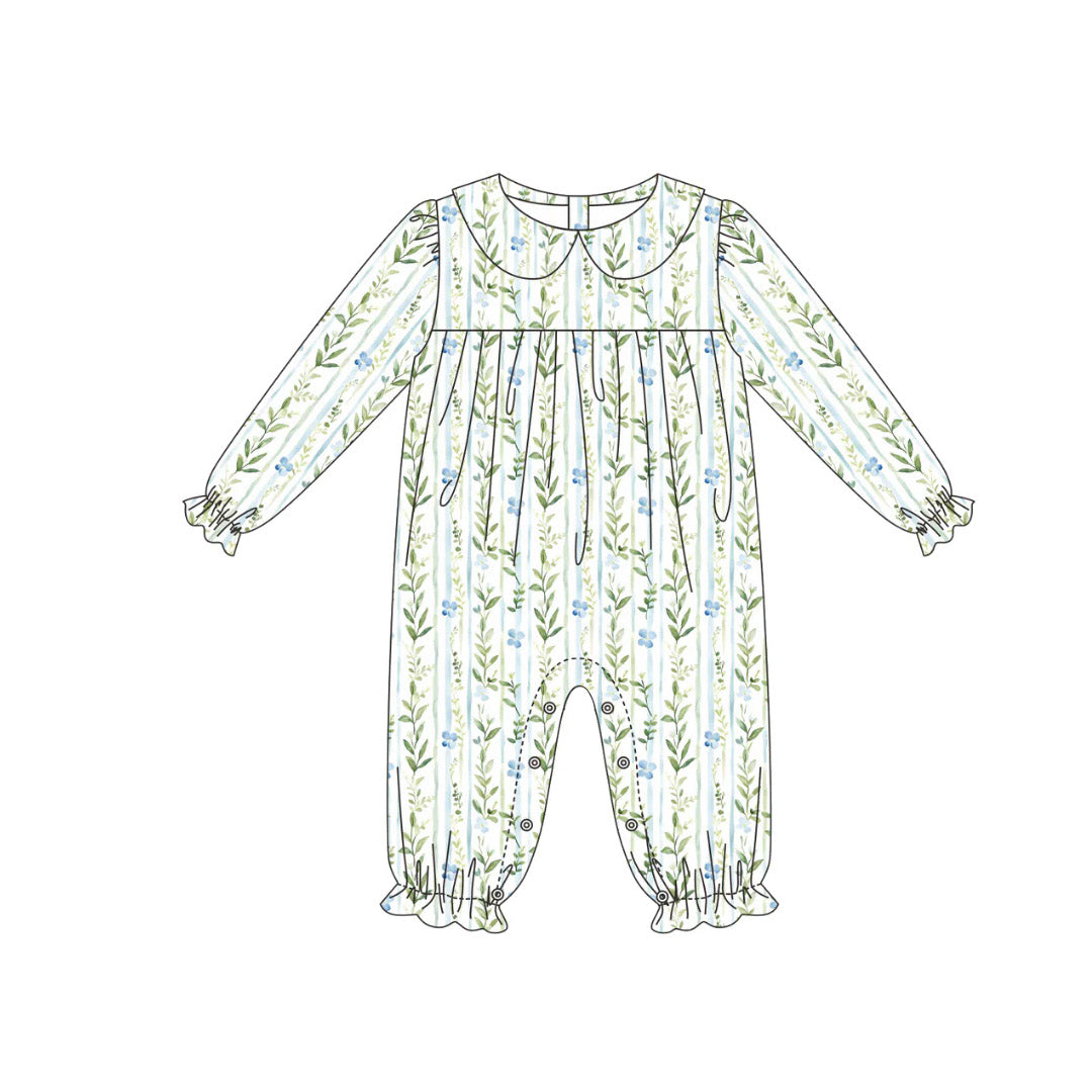 Floral design girls long sleeve romper preorder