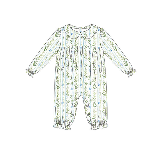 Floral design girls long sleeve romper preorder