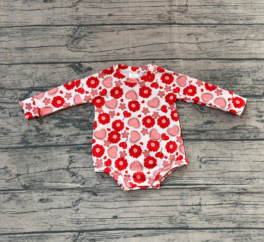 Valentines heart toddle girls long sleeve romper preorder