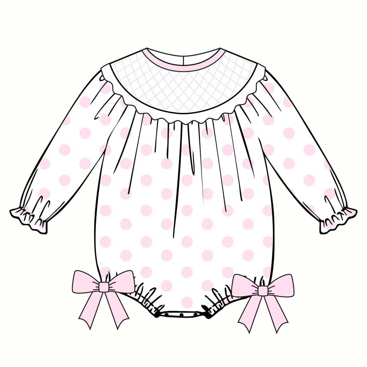 Toddle baby girl pink dots romper preorder