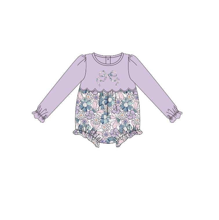 Toddle baby floral bow design long romper preorder