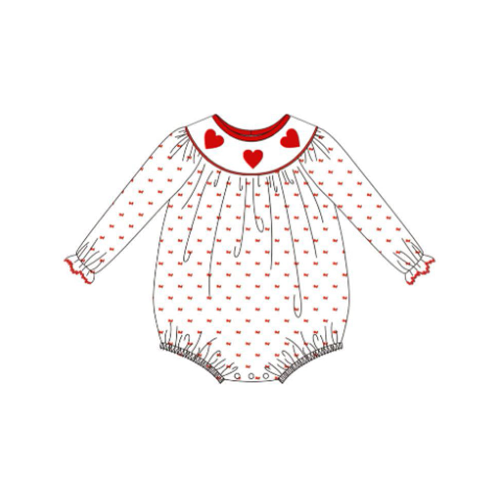 Valentines day red heart toddle girls long sleeve romper preorder