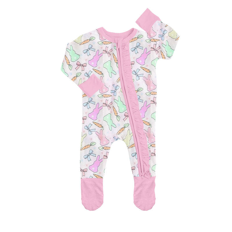 Hot sale baby girl easter bunny carrot romper preorder