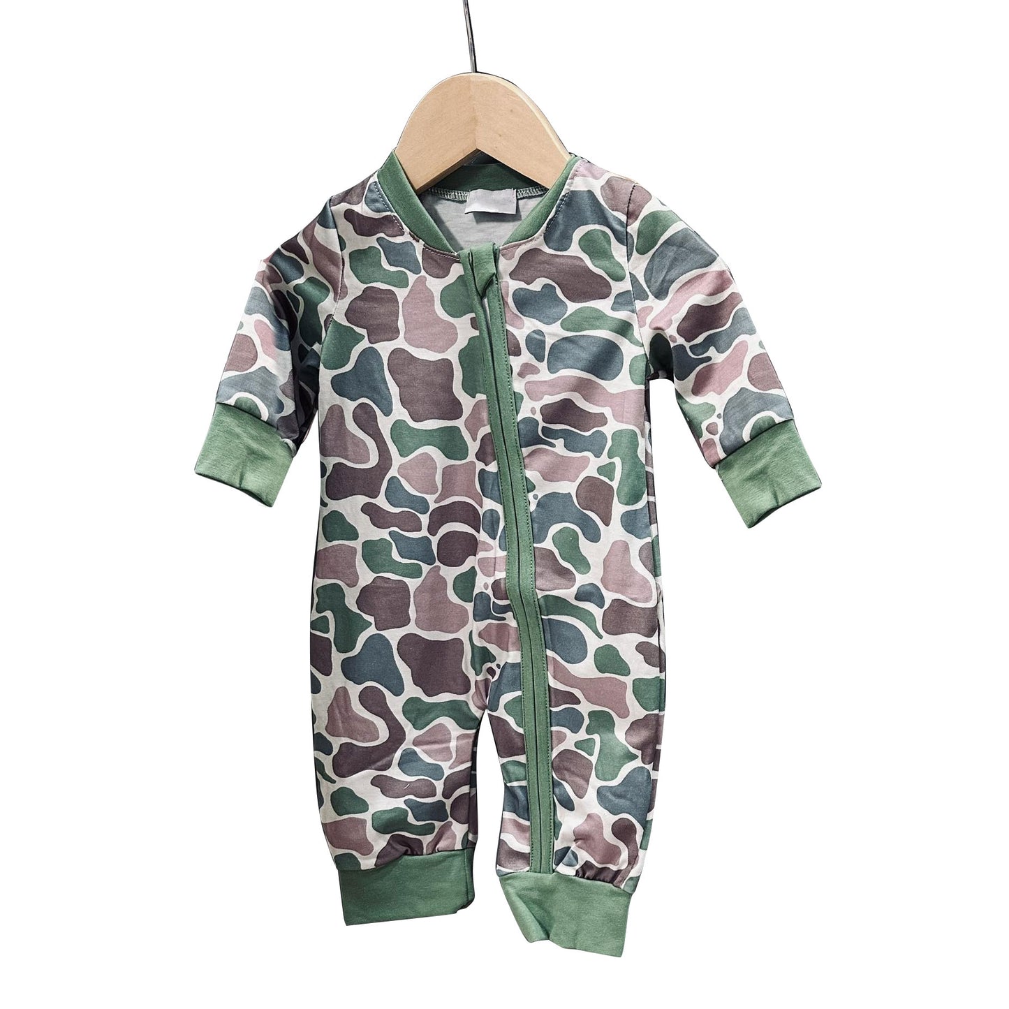 Hot sale baby green camo design romper preorder