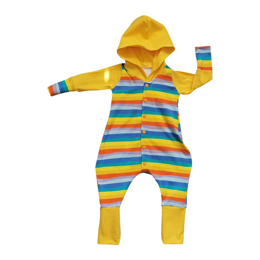 Baby boy colorful stripes long sleeve hoodie romper preorder