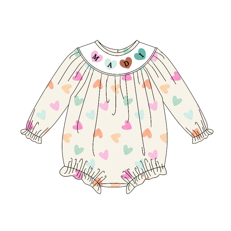 Toddle girls valentines Day heart print romper preorder