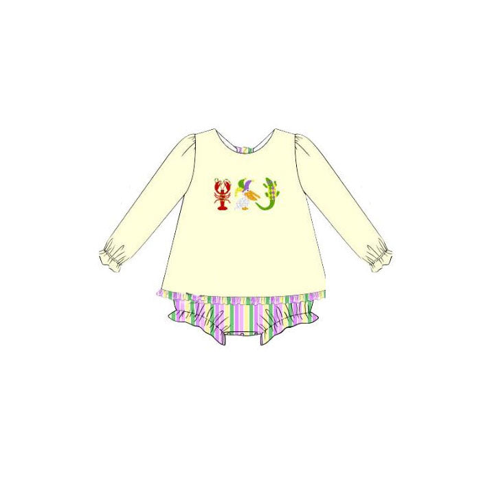 Toddle baby girl mardi gras camo design romper preorder