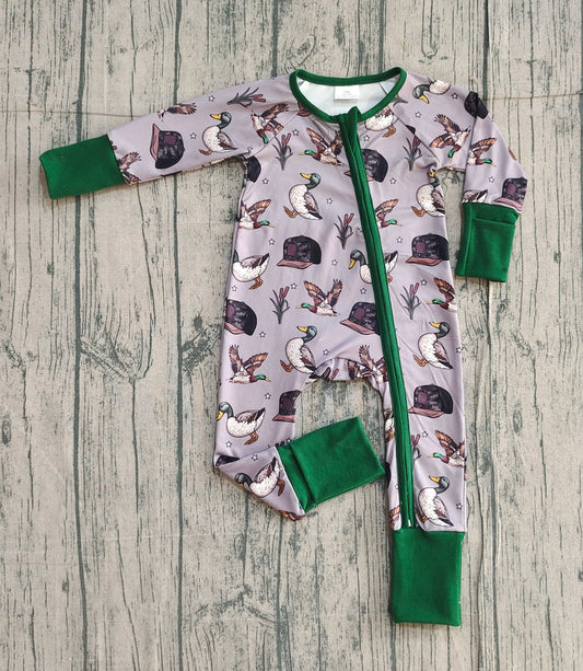Mallard duck toddle baby long sleeve zip romper preorder