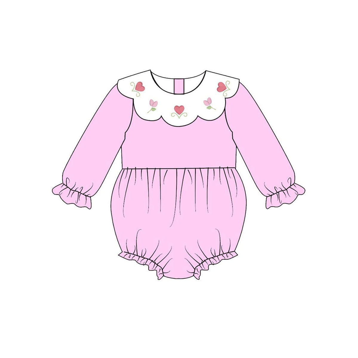 Valentines heart toddle baby girl long sleeve romper preorder