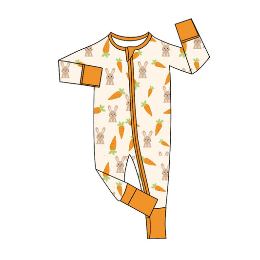 Easter bunny carrot toddle baby girl long sleeve romper preorder