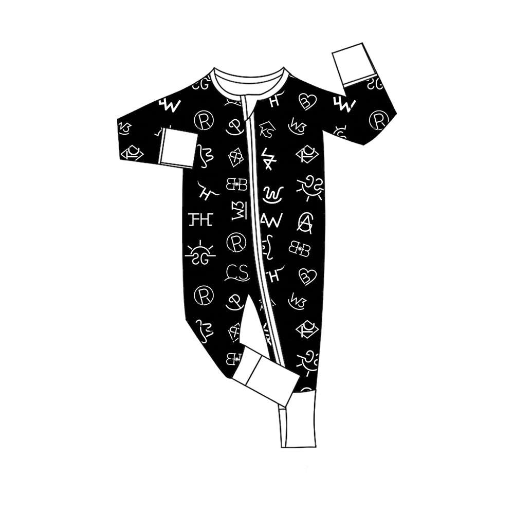 Western toddle baby long sleeve zip romper preorder