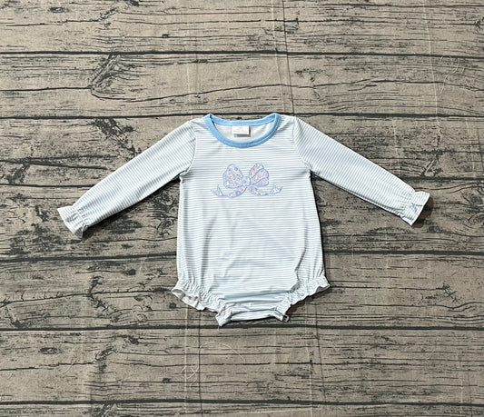 Embroidery Floral bow toddle baby long sleeve romper preorder