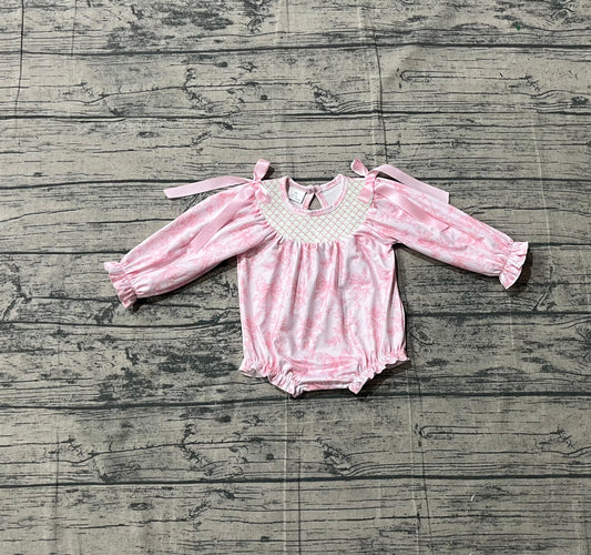 Pink bow design toddle baby long sleeve  romper preorder
