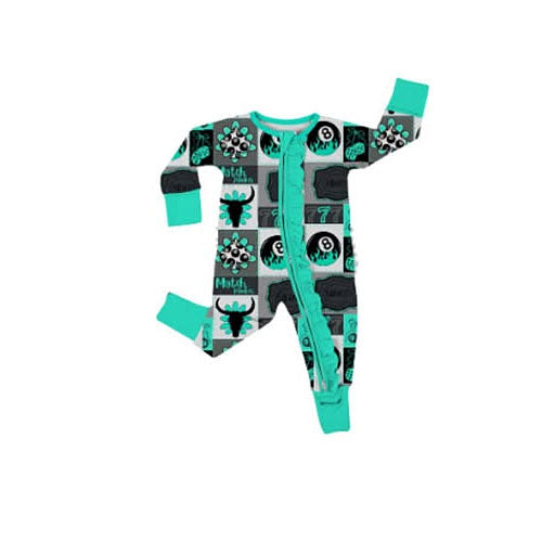 Western turquoise design toddle baby long sleeve  romper preorder