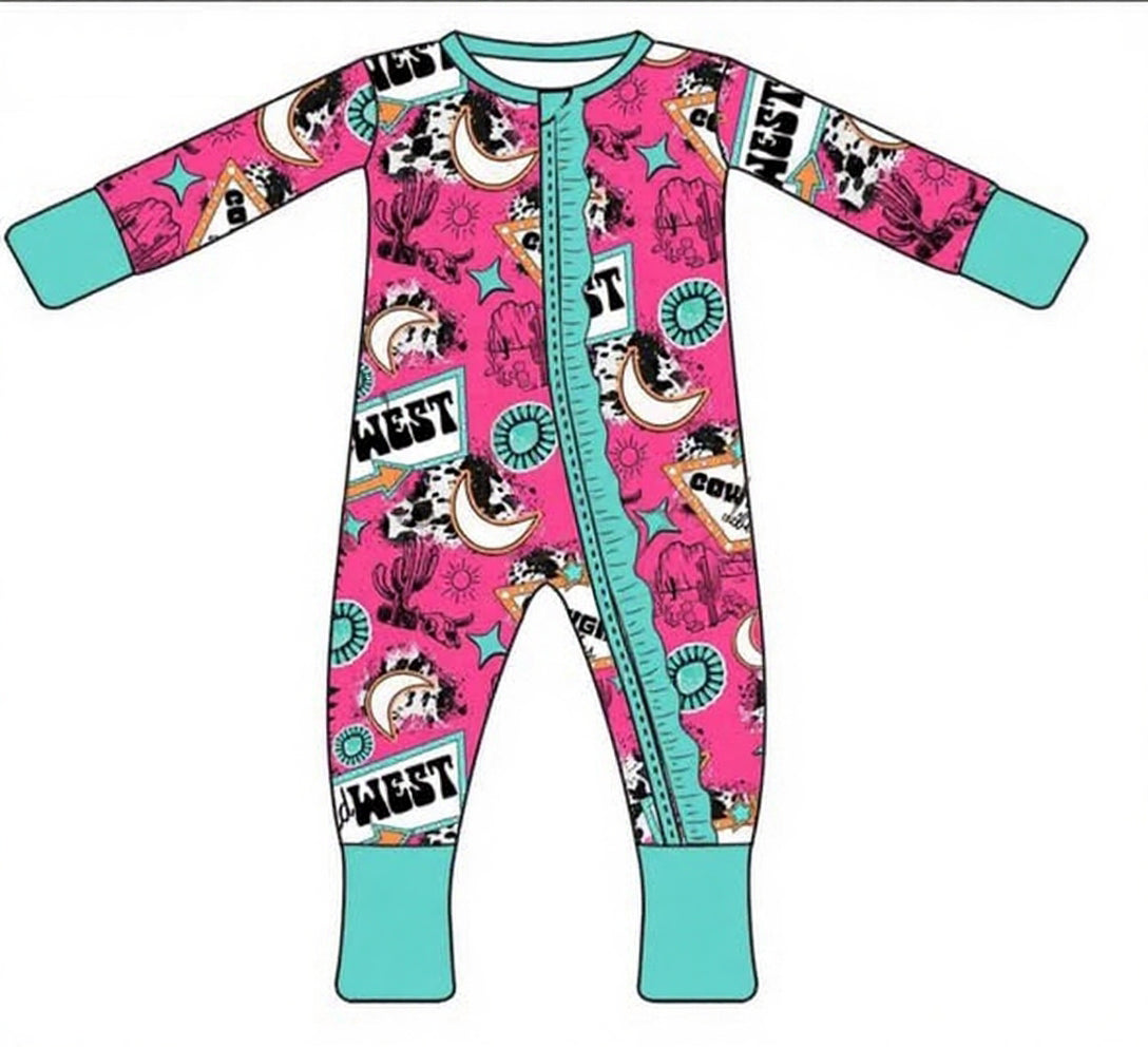 Western design toddle baby long sleeve romper preorder