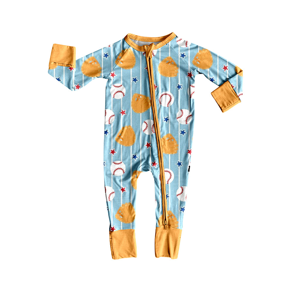 Toddle baby baseball zip romper preorder