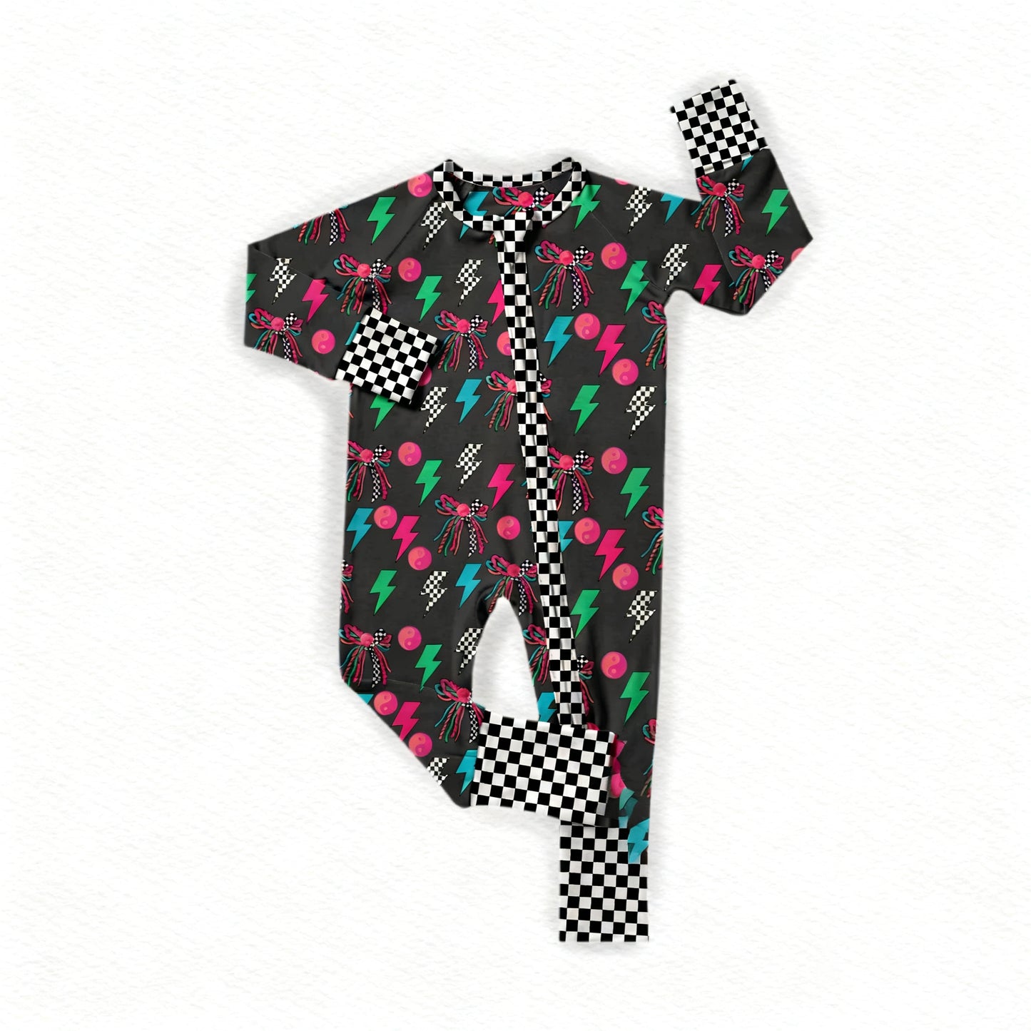 Toddle baby bow design long sleeve zip romper preorder