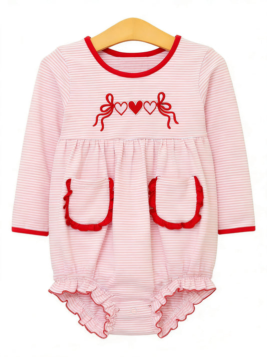 Valentines heart toddle baby girl  romper preorder