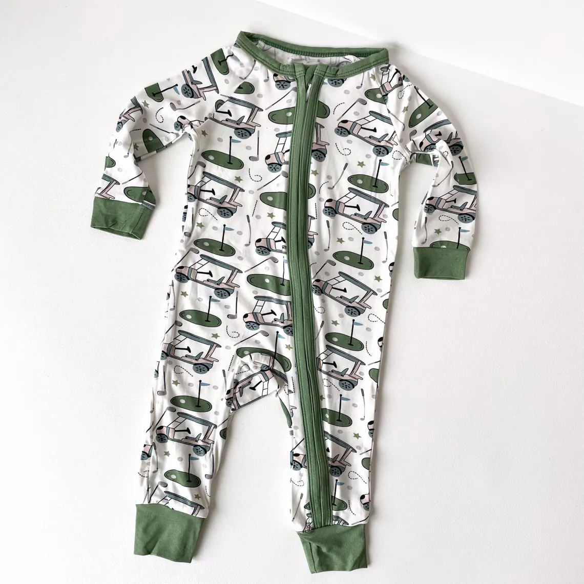Golf design baby long sleeve zip romper preorder