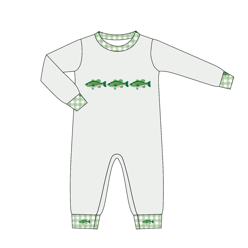 Toddle baby boy fishing long sleeve romper preorder