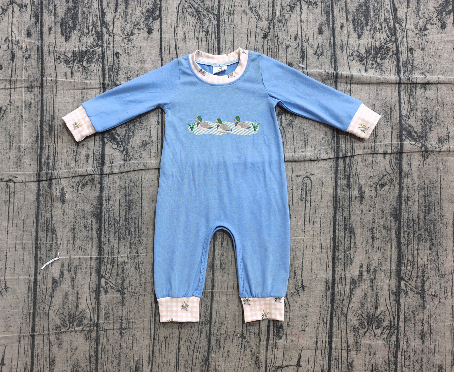 Toddle baby boy embroidery mallard duck long sleeve romper preorder
