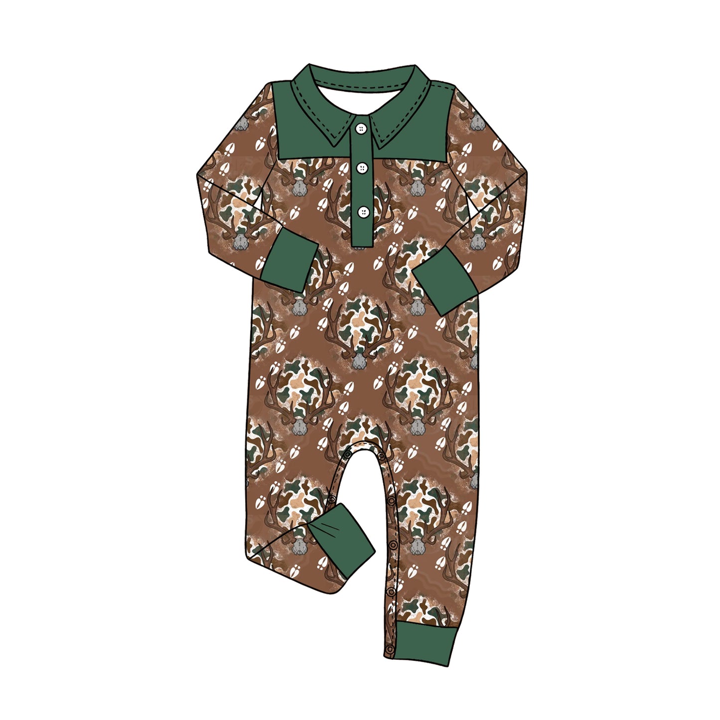 Toddle baby boy camo deer long sleeve romper preorder